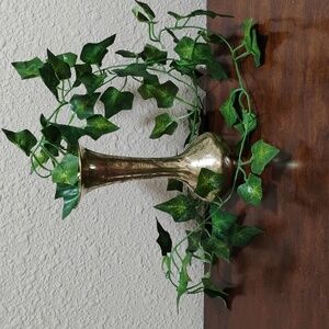 Vintage Brass Floral Etched Vase